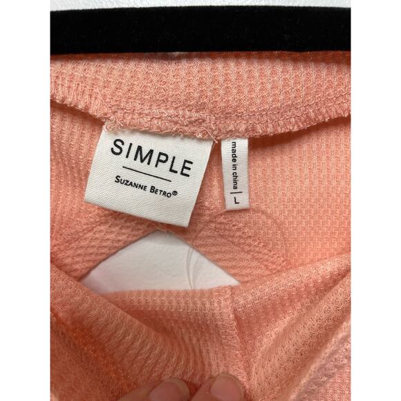 NWT SIMPLE by Suzanne Betro Back Slit Bottom Band Tunic Top Peach Salmon Women L - Picture 4 of 9